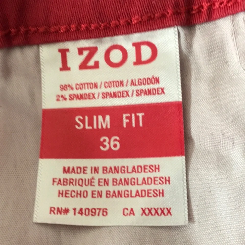 Izod men's slim fit shorts stretch zipper pockets soft feel Flat Front Waist 38